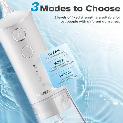 TOVENDOR Water Dental Flosser, Rechargeable Dental 3 Modes, 5 Tips 300ML Large IPX7 Waterproof