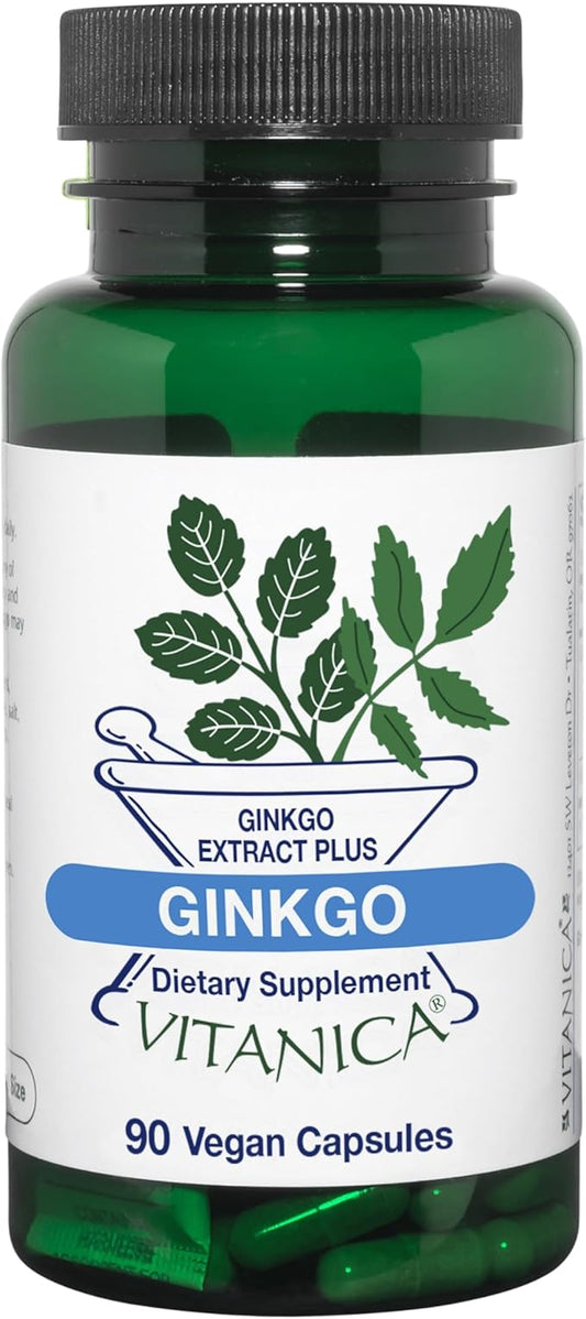 Vitanica Ginkgo Biloba Extract Supports Circulation 24% Flavone 6% Terpene 90 Capsules