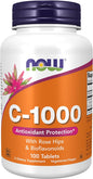 NOW Supplements, Vitamin C-1,000 with Rose 100 Tablets