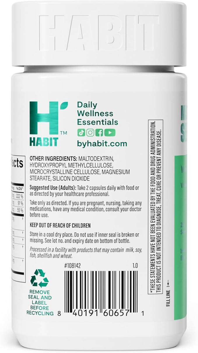 Habit Immunity Supplement (60 Capsules) - New Look, Echinacea, Elderberry, Turmeric, Zinc Blend to Support Immune Health and Antioxidant Levels, Vegan, Non-GMO (1 Pack)