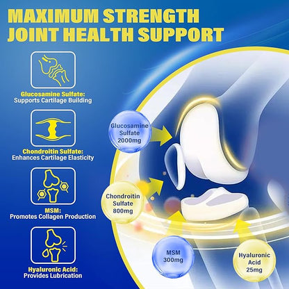 Sugar Free Glucosamine Chondroitin MSM Filled 3100mg -Joint D3, Mobility, 60Cts