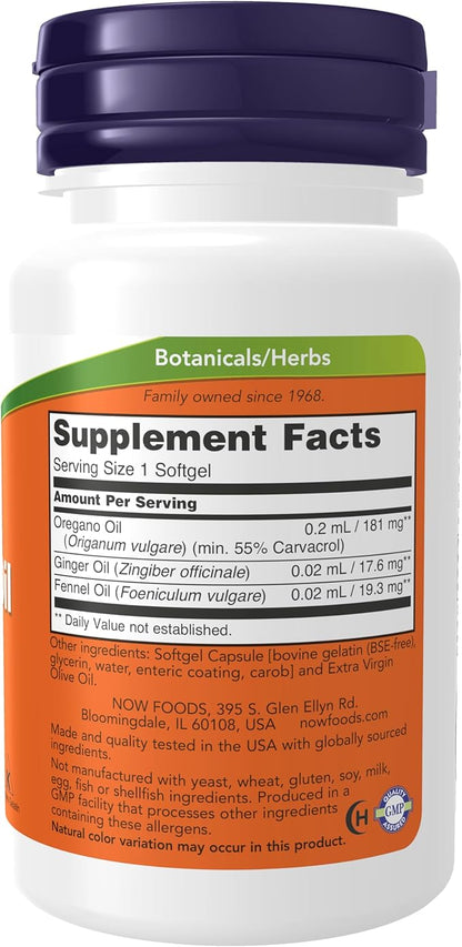 NOW Supplements, Oregano Oil with Ginger 90 Softgels