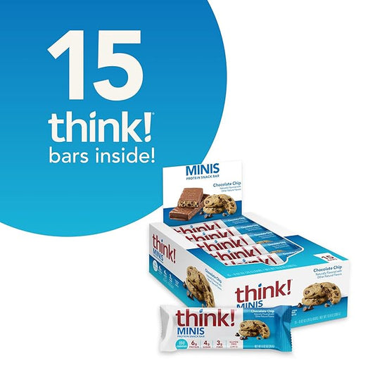 think! Minis Protein Snack Bar, Gluten Free, Chocolate Chip, 15 Count