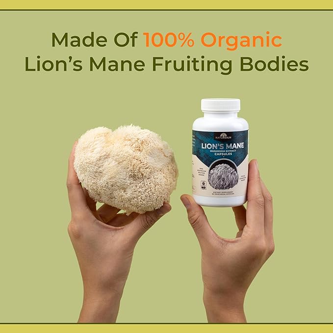 Naturealm - Lion’s Mane Mushroom Powder 100 Percent 60-Day Supply