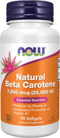 NOW Supplements, Natural Beta Carotene 25,000 90 Softgels
