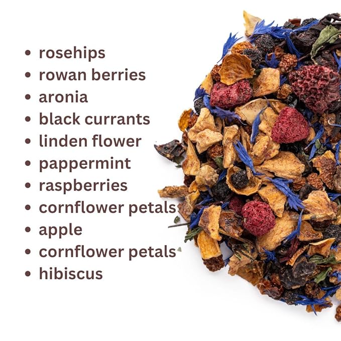 Fruit Tea Loose Leaf – Hot or Cold Brew - Wild Berry Herbal Blend - Rich, Fruity Taste with All-Natural Ingredients – 4oz