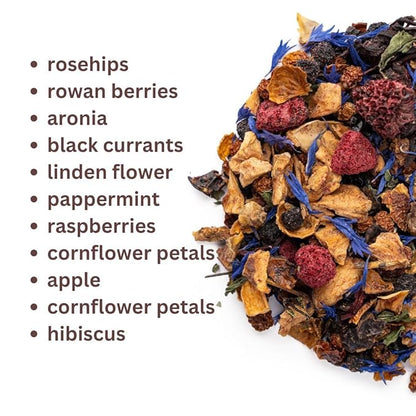 Fruit Tea Loose Leaf – Hot or Cold Brew - Wild Berry Herbal Blend - Rich, Fruity Taste with All-Natural Ingredients – 4oz
