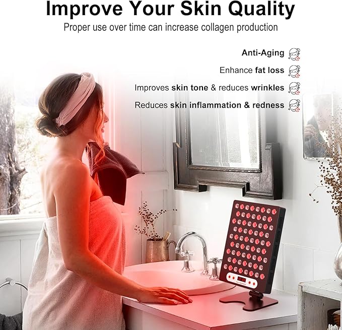 Red Light Therapy Device, Ultra-Thin & 660nm Near 850nm Infrared 68pcs Dual Health,100W (Black)