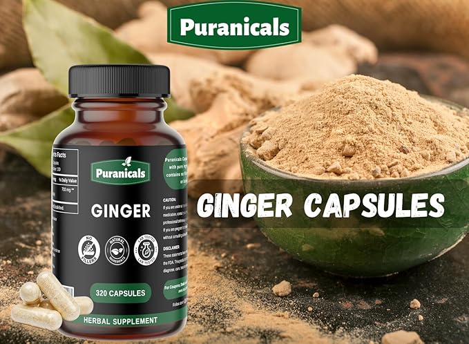 Ginger Premium 320 Capsules Non GMO 700 mg 100% Pure