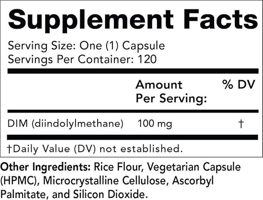 Olympian Labs DIM 100mg - DIM Diindolylmethane Supplement Capsules Supporting Hormone Balance, Clear Skin, PCOS, & Aid in Fitness and maintaining Lean Muscle - 120 Daily Capsules