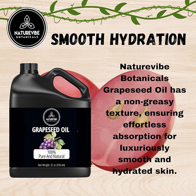 Naturevibe Botanicals Grapeseed Oil 32 Ounces 100% Pure