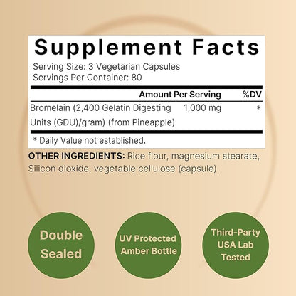 NatureBell Bromelain, 1,000mg Per Serving, 240 2,400 GDU