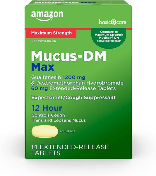 Amazon Basic Care Maximum Strength Mucus 14 Tablets