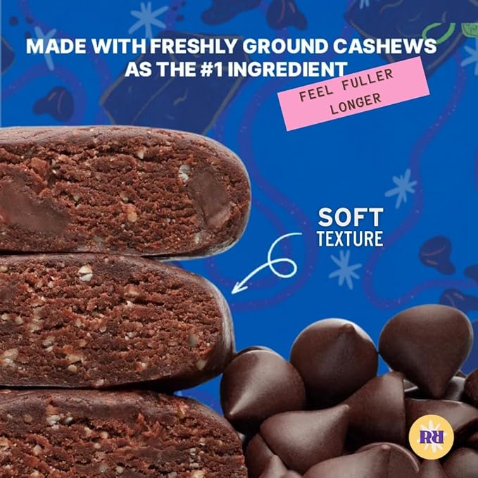 Raw Rev Vegan High-Protein Bars, Double Chocolate Brownie Batter, 10g Plant Protein, 12g Fiber, Non-GMO, 1.6 Oz, 12 Count (Pack of 1)
