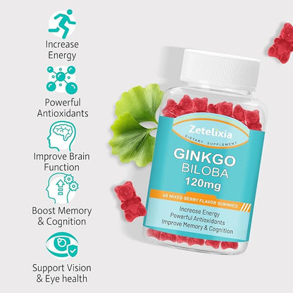 2 Pack Ginkgo Biloba Gummies 120mg 120 Count