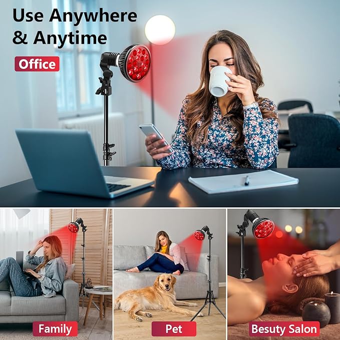 Wolezek Red Light Therapy with Stand 18 LEDs 660nm Red 850nm Near-Infrared 15"-61" Adjustable