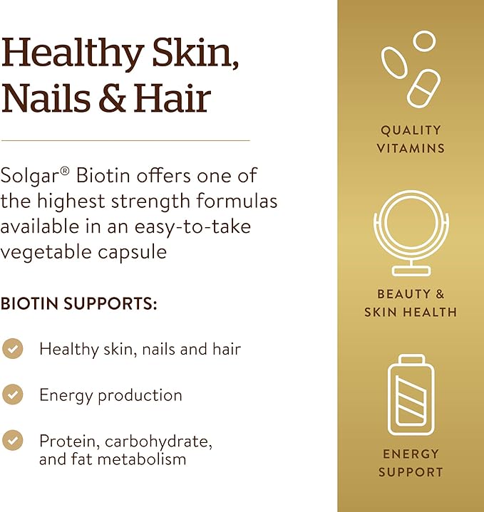 Solgar Biotin 10,000 mcg, 60 Vegetable Capsules 60 Servings