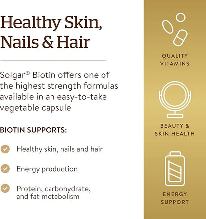 Solgar Biotin 10,000 mcg, 60 Vegetable Capsules 60 Servings