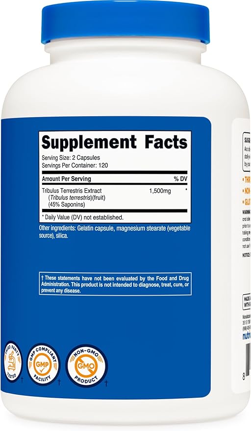 Nutricost Tribulus Terrestris Extract 1500mg, 240 Capsules 45% Saponins, 120 Servings,