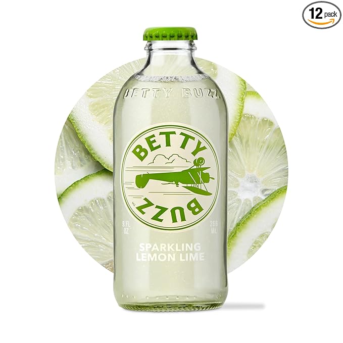 Betty Buzz Sparkling Lemon Lime Premium Sparkling Soda by Blake Lively (12 pack) | Natural Flavors & Sweeteners, Only Clean Ingredients