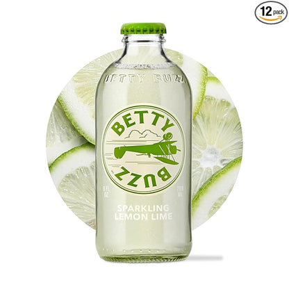 Betty Buzz Sparkling Lemon Lime Premium Sparkling Soda by Blake Lively (12 pack) | Natural Flavors & Sweeteners, Only Clean Ingredients