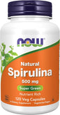 NOW Supplements, Natural Spirulina 500 mg B-12, and 120 Veg