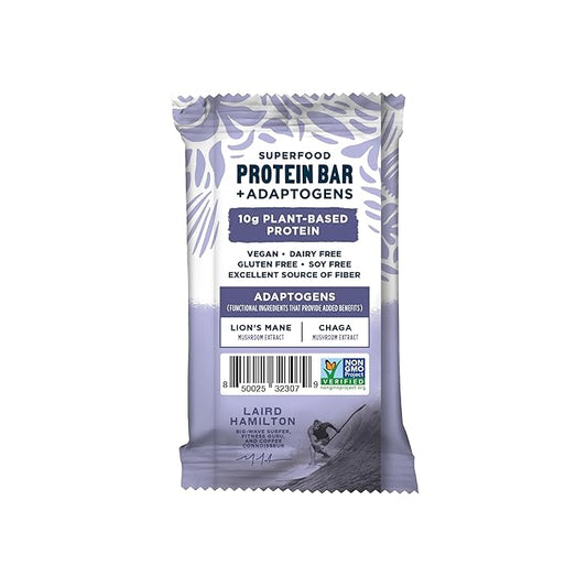 Laird Superfood Functional Protein Bars – Protein Bar but Better with Real Ingredients, Functional Mushrooms 10g Plant-Based Protein, 6g Fiber - Non-GMO - Dark Chocolate Sea Salt, 10 Count (Pack of 1)