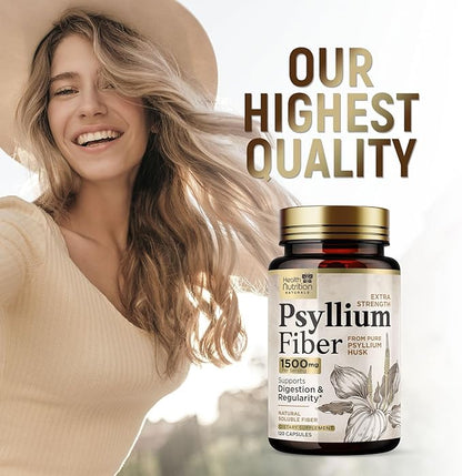 High Absorption Psyllium Husk Capsules 1500mg 120 Fiber