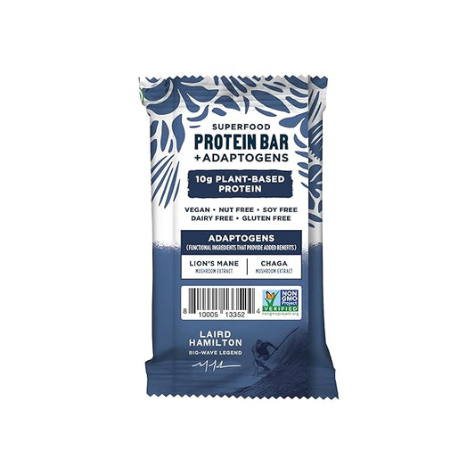Laird Superfood Functional Protein Bars, Protein Bar but Better with Real Ingredients, Functional Mushrooms 10g Plant-Based Protein, 6g Fiber, Blueberry Sunflower Butter, 10 Count (Pack of 1)