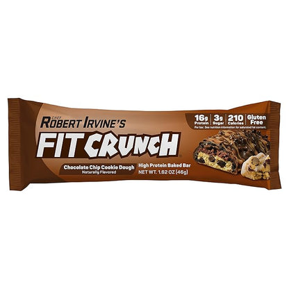 FITCRUNCH Snack Size Protein Bars, 6-Layer Baked Bar, 3g of Sugar, Gluten Free & Soft Cake Core (9 Bars, Chocolate Chip Cookie Dough)