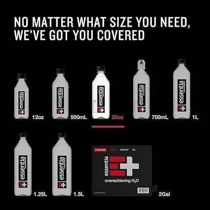 Essentia Bottled Water LLC, Ionized Alkaline Water; 99.9% Pure, Infused with Electrolytes, 9.5 pH or Higher a Clean, Smooth Taste, 20 Fl Oz (Pack of 24)