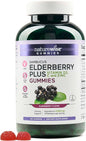 NatureWise Sambucus Elderberry Gummies - Immune Support Supplement for Kids Ages 4+ & Adults with Vitamin C, D3, Zinc - Elderberries Equivalent to 3520mg - Vegan, Non-GMO - 180 Count[90-Day Supply]