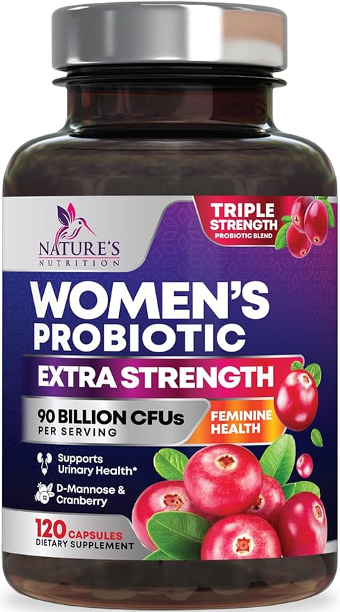 Daily Probiotics for Women - PH Balance, Digestive, UT, & Feminine Health Support, 90 Billion CFU Vaginal Probiotics with Prebiotics, 16 Strains with Cranberry, Pro Biotics for Women, 120 Capsules