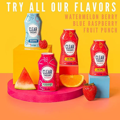 Clear Theory Water Flavoring Drops with Electrolytes, Water Enhancer Liquid Flavored Water Drink Mix, Hydration for Kids, Vegan, Gluten Free, Low Calorie, 6 Pack (Fruit Punch, Blue Raspberry & Watermelon Berry)
