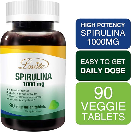 Lovita Organic Spirulina 1000mg per Tablet, 100% Vegan 90 Vegetarian 3)