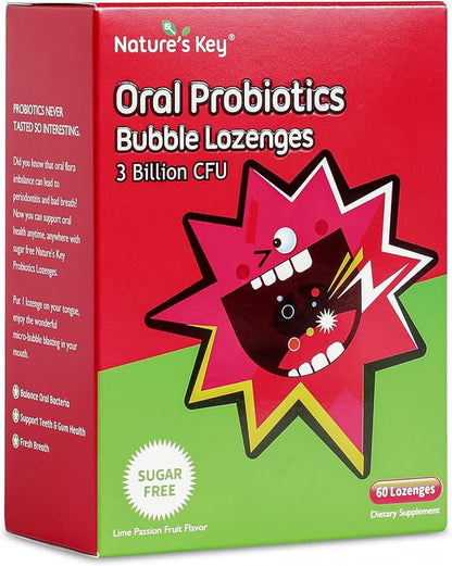 Nature's Key Oral Probiotic Bubble lozenges -3 Billion (60 Count 1）)