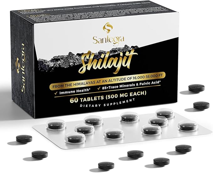 30,000 MG Shilajit Tablets, 100% Shilajit 60 Counts 85+ Trace