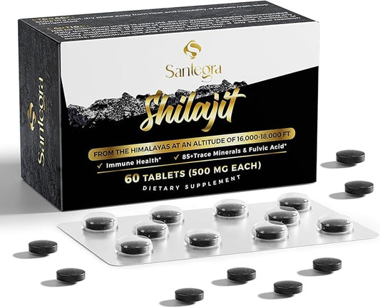 30,000 MG Shilajit Tablets, 100% Shilajit 60 Counts 85+ Trace