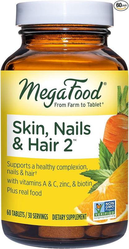 MegaFood Skin, Nails & Hair 2 B6, Vitamin 9 Food 60 Tabs (30 Servings)