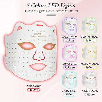 Red Light Therapy Mask for Face, 7 Colors