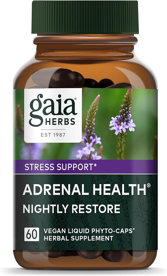 Gaia Herbs Adrenal Health Nightly Restore 60 Vegan (30 Servings)