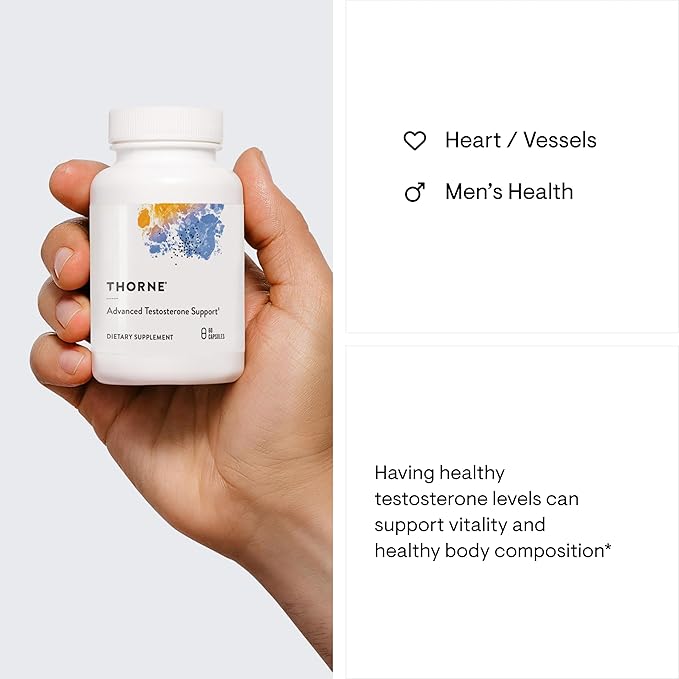 THORNE Advanced Testosterone Support - Men's Health Supplement* - with Ashwagandha, Shilajit & Zinc - Soy, Gluten & Dairy Free - 60 Capsules