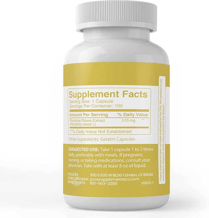 PURE ORIGINAL INGREDIENTS Rhodiola Rosea (100