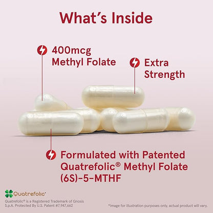 Jarrow Formulas Extra Strength Methyl Folate 400 mcg, 60 Veggie 60 Day