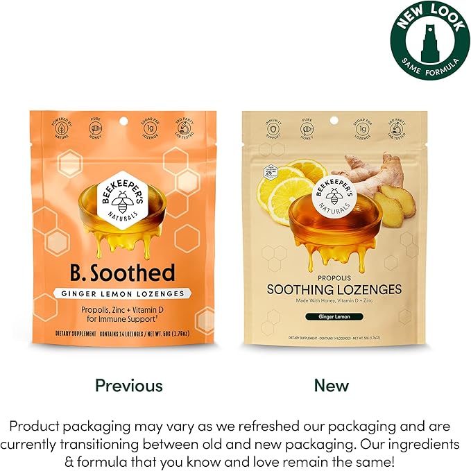 BEEKEEPERS NATURALS Ginger Lemon Lozenges, 14