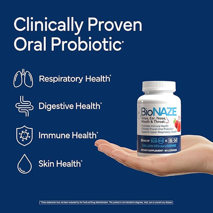 Oral Probiotic K12 & BL-04 for Sinus, Tonsil Stones, Bad Breath, Post Nasal Drip, Throat, Mouth, Teeth & Gut - Improve Oral & Respiratory Health. Clinically Proven Oral Probiotic Strains 30 ct
