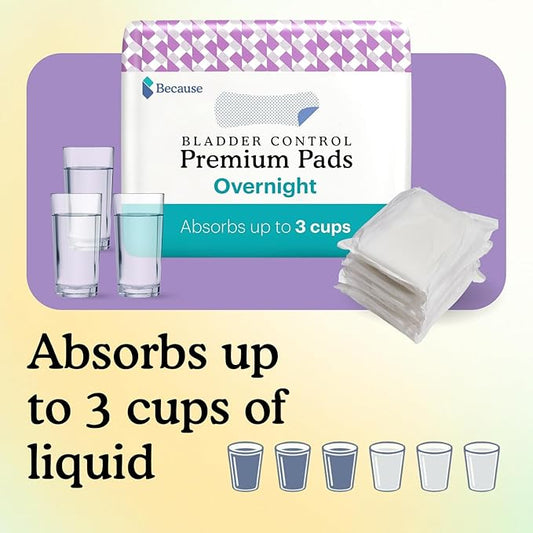 Because Incontinence Pads for Women 12hr Nighttmie 20 Count