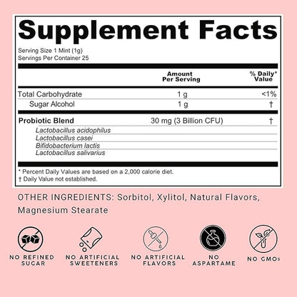 NOOZ Probiotic Mints - Gut & Oral Health Support - Chocolate & Mint | Boosts Immunity & Digestion, Freshens Breath - Sugar-Free, No Aspartame - Daily Wellness Support for Busy Lives, 25 Mints