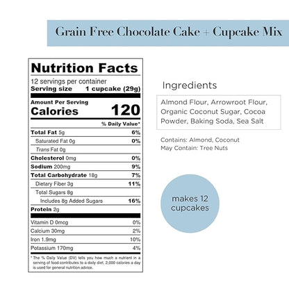 Stellar Eats Grain-Free Baking Mix | Gluten-Free, Dairy-Free, Plant-Based, Paleo-Friendly | Fluffy & Moist | Sweetened with Organic Coconut Sugar | Almond Flour-Based | Non-GMO, Kosher | Easy to Bake (Chocolate Cake, 1 Pack)