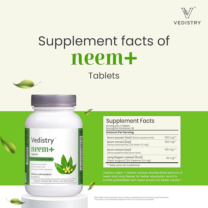 Neem+ Tablets 1100 mg with Neem 60 Tablets 1